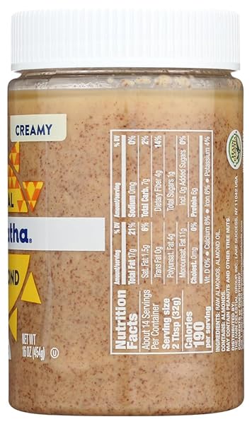MARANATHA NATURAL CREAMY RAW ALMOND BUTTER, 16 OUNCE JAR