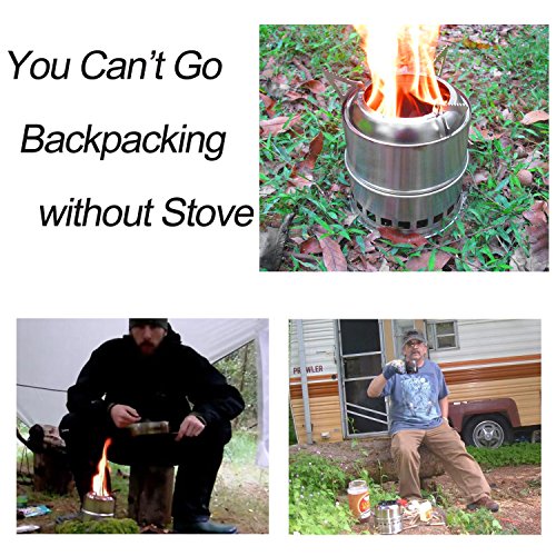 Zhongmei Besplore Portable Wood Burning Stove Camping Stove Stainless Steel Backpacking Stove for Picnic BBQ Camp Hiking