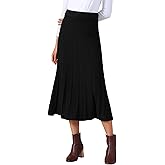 Allegra K Women's Sweater Skirts High Waist Pleated Casual A Line Knit Midi Skirt