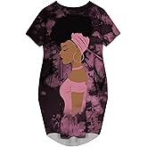 AZPSRT Fashion Women's African American Art Print Dress Casual Loose Dresses