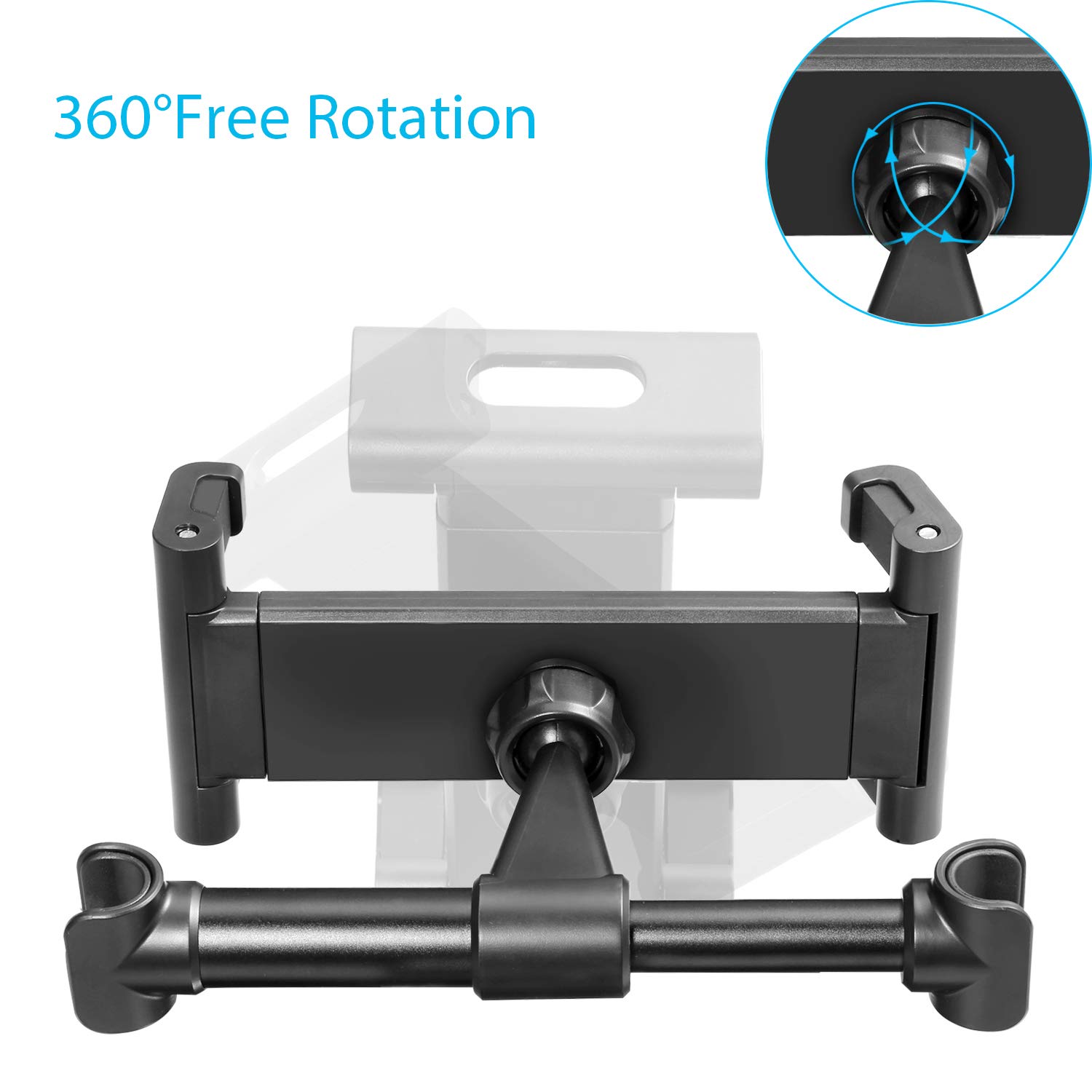 Car Headrest Mount Holder, Cookan 360° Free Rotation Tablet Holder Phone Stand Cradle Compatibility with iPad/iPhone/ Kindle Fire HD/Samsung Galaxy Tab/Note & Other 4.7\'\'-13\'\' Smartphones/Tablets