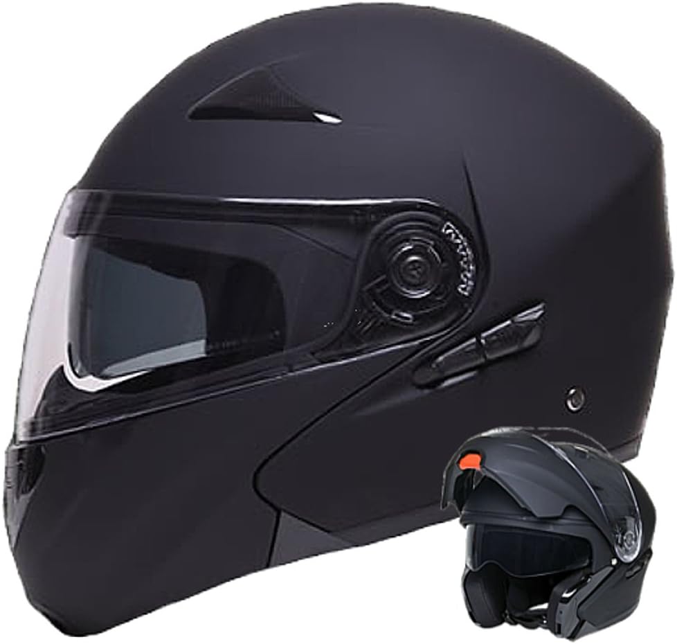 Flip-up Helmet with Sun Visor Motorcycle Helmet Rallox 109 Full-Face Helmet matt black Size S M L XL