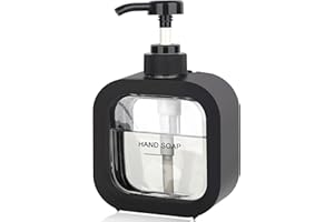 ONECOCOA Hand & Dish Soap Dispenser - Modern Plastic Pump with Labels - Black