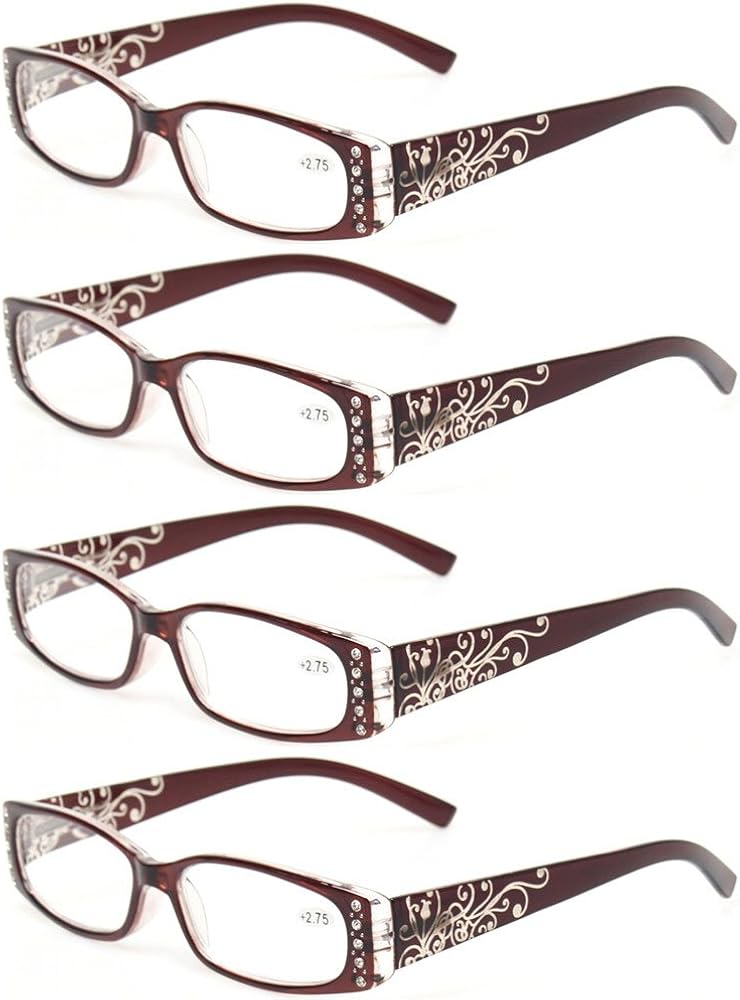 Reading Glasses 4 Pairs Ladies Readers Spring Hinge with
