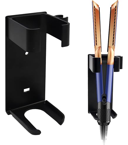 Support Mural Pour Fer à Friser Et Prise Linkidea - En Acier Inoxydable, Fixe Fer à Lisser, Gain De Place Salle De Bain, 2 Supports + 2 Supports Prise
