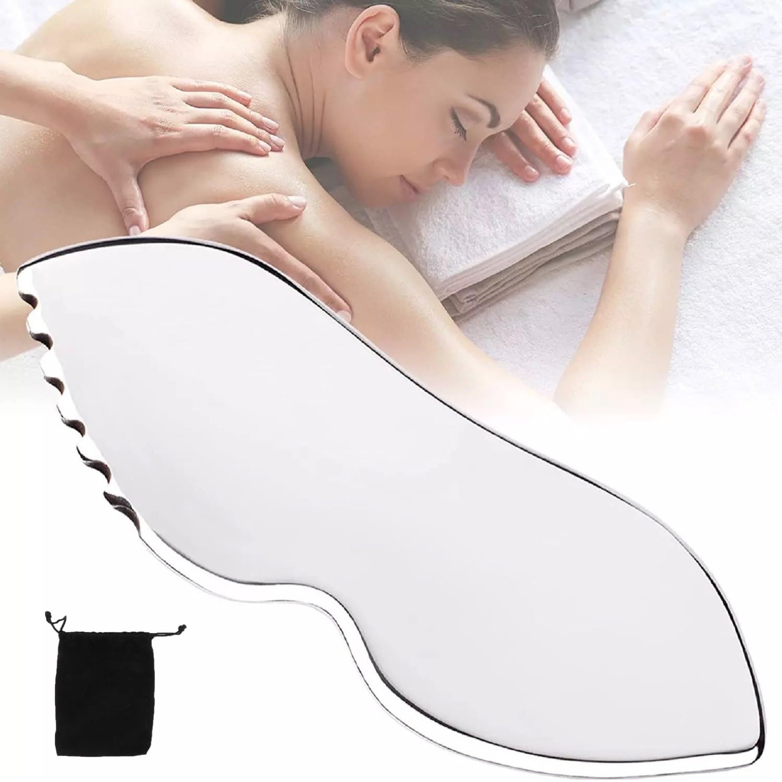 SSKHE 1Pc Gua Sha Stainless Steel,Gua Sha Tool,Gua Sha Stone,Gua Sha Myofascial Massage Board,Guasha Tool Face,Face Massage Tool,Stainless Steel Gua Sha Comb for Face, Eyes, Neck and Body