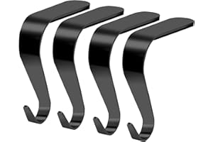 Palonu Christmas Stocking Holders Mantel Stcoking Hangers Metal Hanging Hooks Ornament Hooks Fireplace Hanger Grip for Christmas Decorations (4, Black)