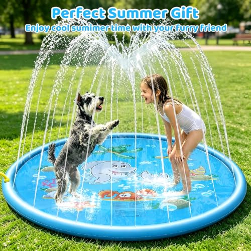 Kezidhp Water Sprayer Mat for Children and Dogs, 170 cm, Inflatable Summer Garden Pool – Refreshing Toy for Outdoors, Ideal 2-3 Years