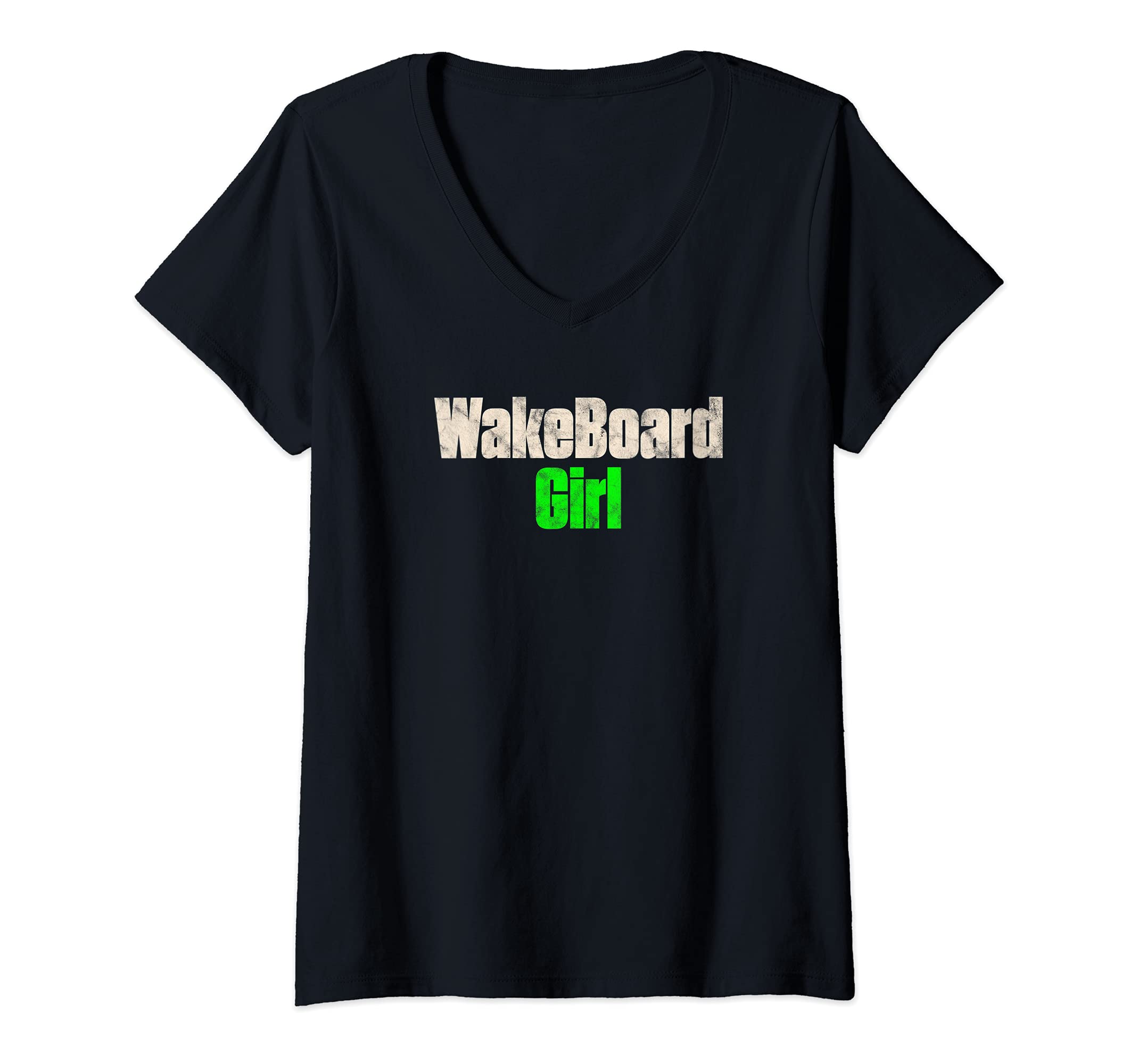 Womens Wakeboard Water Sport - Wakeboard Girl V-Neck T-Shirt