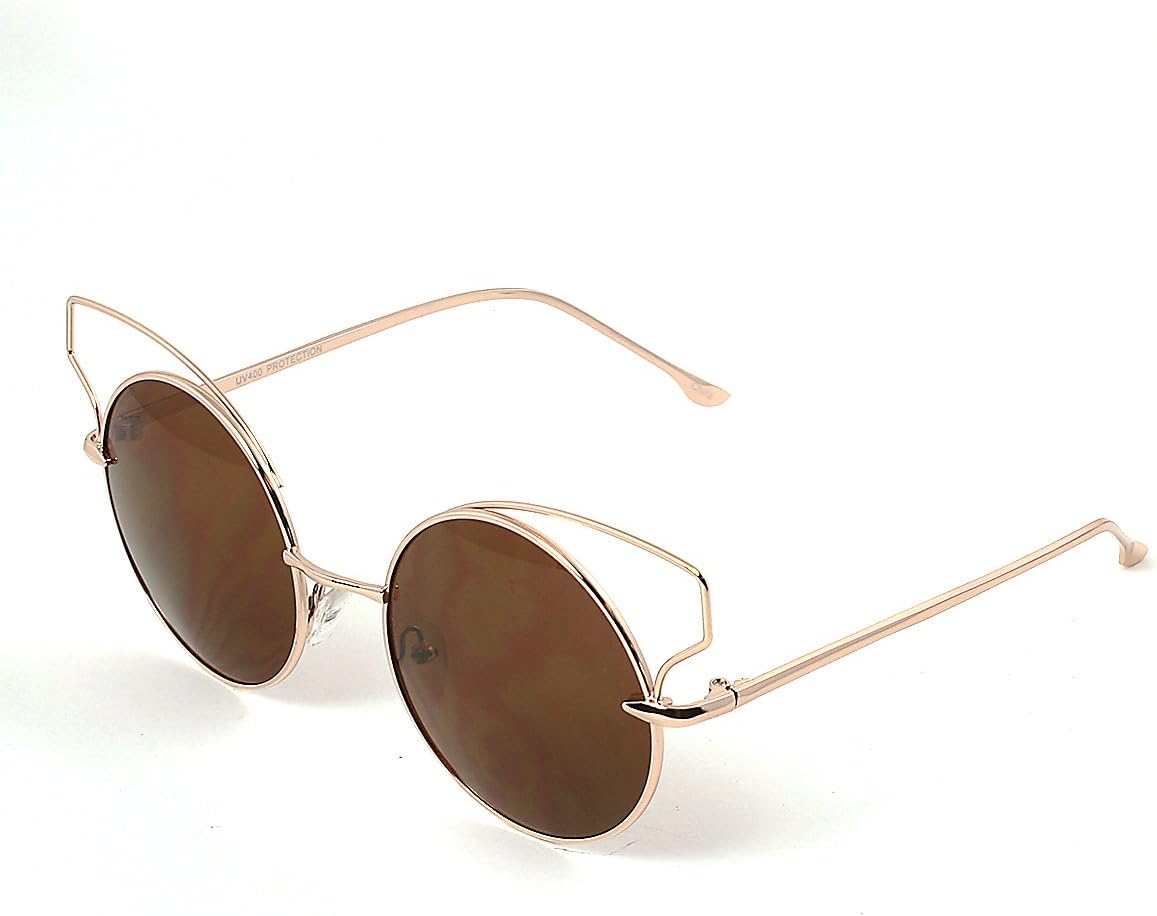 Brow Line Wire Rim Metal Frame Round Fashion Sunglasses