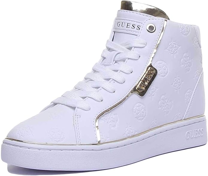 Guess Brina High Top Sneakers White Gold UK 7 Amazon.co.uk Shoes & Bags