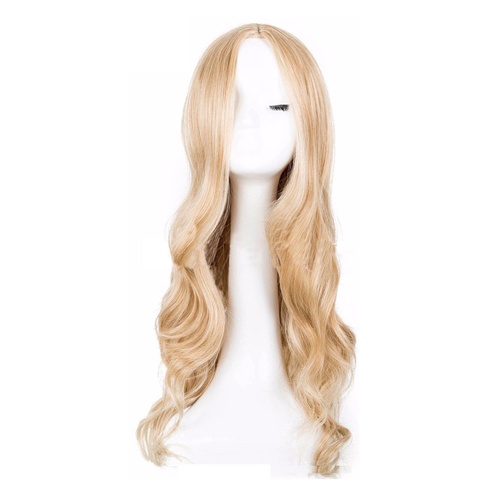 Long Blonde Wave Wigs for Women & Girls - 27'' Curly Wigs with Headband for Cosplay & Daily Use