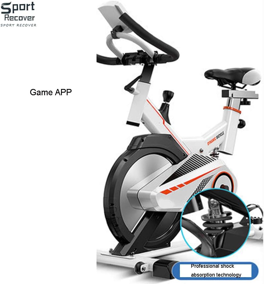Amazon Co Jp 屋内ゲームスピニングバイクホーム超静かなエクササイズバイク ジムダイナミック自転車油圧式スプリング衝撃吸収大きなフライホイール 白 Game App ホーム キッチン