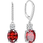 FJ Dangle Drop Earrings 925 Sterling Silver Solitaire Leverback Earrings Birthstone Jewelry for Women