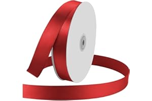 KMER LIFE 1" Wide x 100 Yards Single Face Polyester Satin Ribbon, Satin Ribbon for Crafts, Gift, Hair Bows, Wedding Party Decoration, Bow Making & Other Projects (Red)