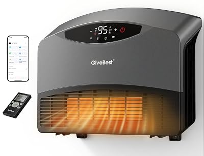 GiveBest Smart Wall Heater with WiFi and Remote Control, 1500W, Floor or Wall Mounted, 3 Heating Modes, Electric Heater with Thermostat for Living Room, Garage, Grey