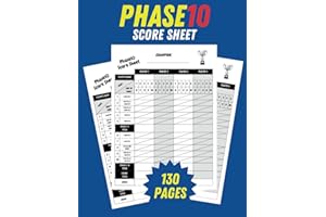 Phase 10 Score Sheets: Phase 10 Scorebook With Large Print Size 8.5 x 11 Inches, 130 Pages