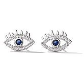 Silver/14K Gold Plated Cute Evil Eye Stud Earrings For Women AAA Cubic Zirconia Inlay Jewelry Birthday Gift