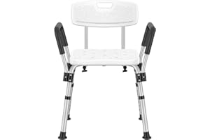 FEKIVASY Shower Chair for Inside Shower with Arms and Back, FSA/HSA Eligible 500 lbs Adjustable Heavy Duty Bathtub Safety Stool, Non-Slip & Tool-Free Bath Bench Seat for Elderly, Seniors & Disabled