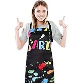 XLSXEXCL Painting Artist Apron with Pockets, Waterproof Painting Aprons for Adults, Adjustable Art Apron Bib Apron