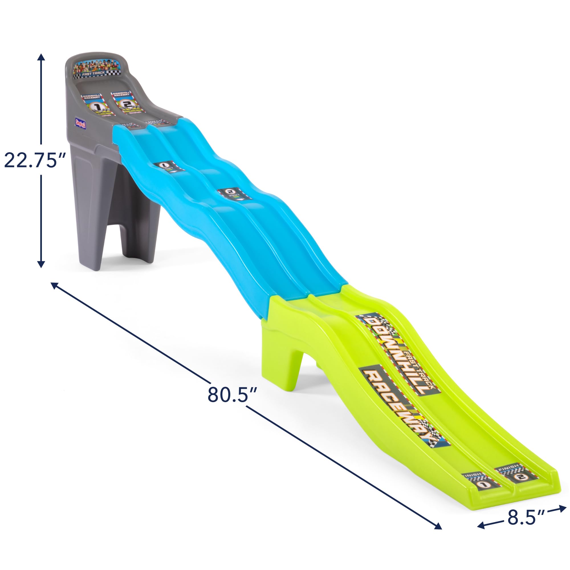 Simplay3 Fast Track Downhill Raceway, Dual Racetrack for Kids Cars for Toddlers, 2 Toy Race Cars Included, Made in USA