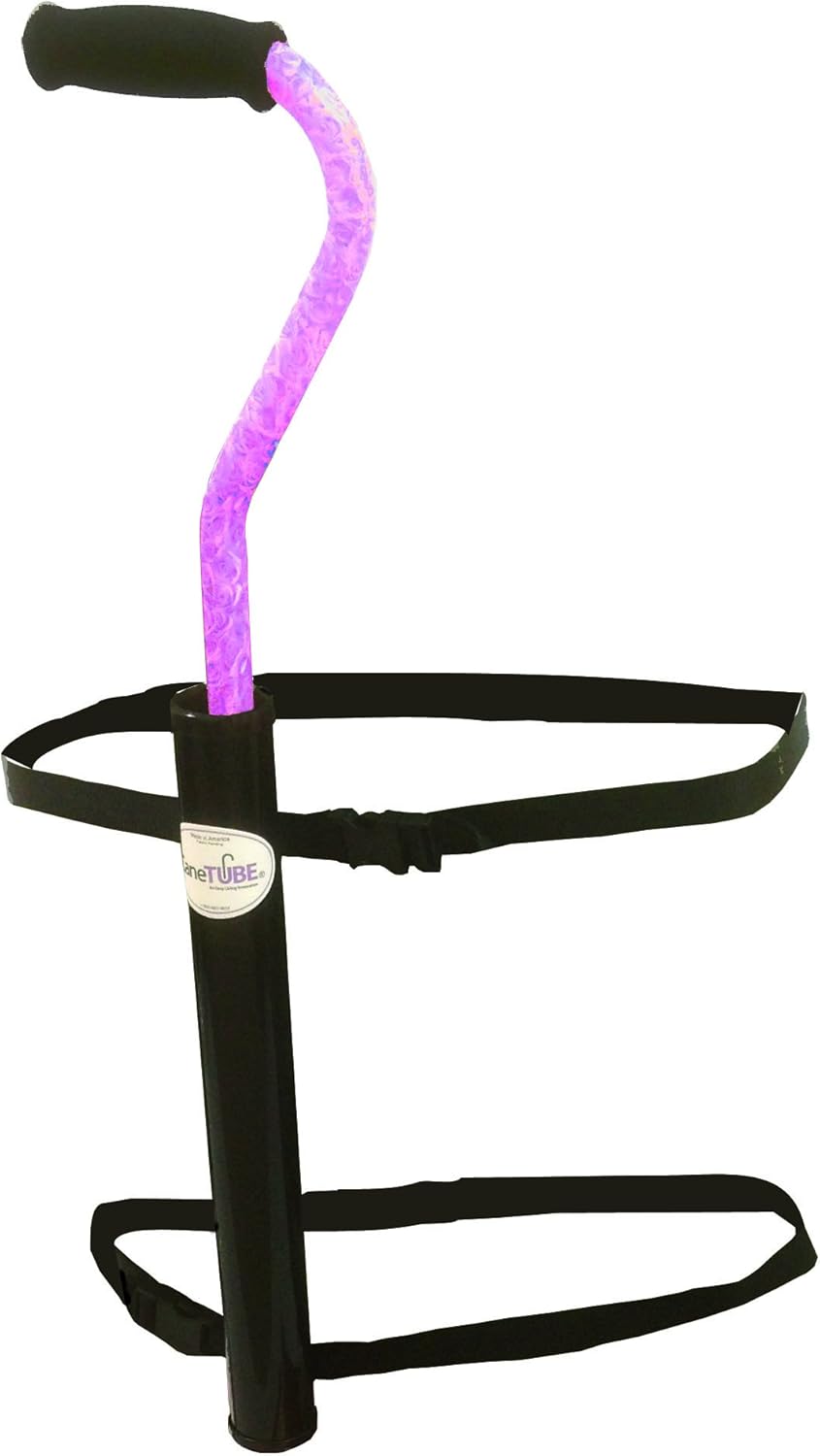 CaneTUBE® Cane Holder for Scooters, Power Chairs & Wheelchairs (Black) - Secure, Practical, Easy to Adjust Cane Holder with Nylon Straps, 2 Buckles & Rubber Collar for No Rattling: Health & Personal Care