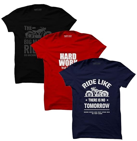 Buy KAVIT HUBâ¢ Biker Riders Half Sleeve t-Shirts for Men | Combo Tshirts for Mens - Pack of 3 (X 