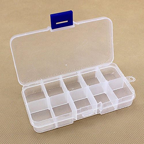periwinkLuQ Adjustable 15/10/24 Compartment Slot Plastic Storage Box Jewelry Tool Container 10 Grids