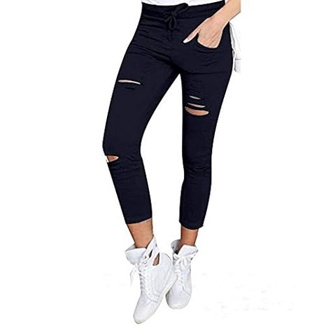 Live It Style It Damen dehnbar verblichen gerippt Enge Passform Skinny Jeggings Jeanshose Damen-Hosen