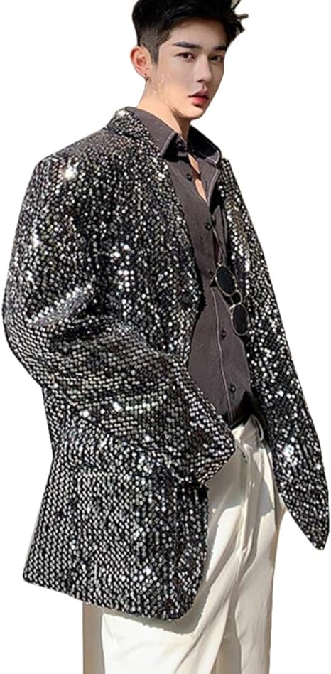 Amazon Yyq Shop テーラードジャケット メンズ ブレザー ジャケット 長袖 ゆったり ステージ衣装 スパンコールキラキラ 演出服 アウター 紳士 スタイリッシュ スーツ パーティー 舞台 派手 コート ジャケット 通販