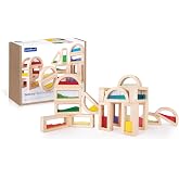 Guidecraft Sensory Rainbow Blocks - 18 pc. Set: 6 Shimmering Water, 6 Sand and 6 Crystal Bead Blocks, Construction Building Toy Set for Kids - Stacking Blocks