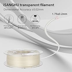 iSANGHU Clear 3D Printer Filament 1.75mm, High