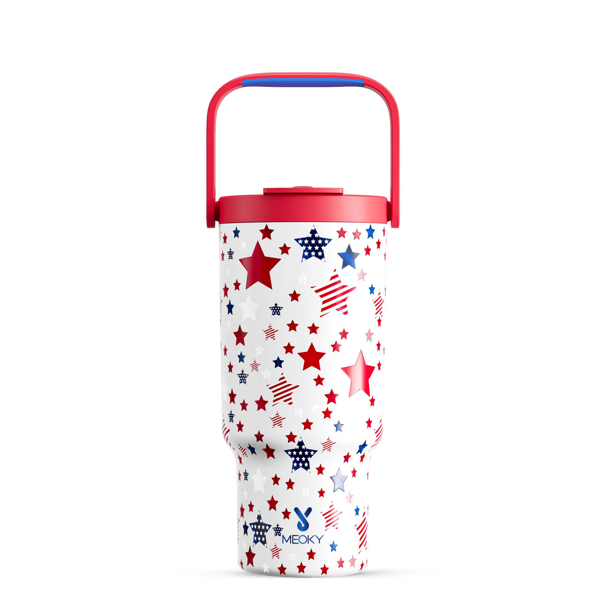 Photo 1 of (USED/FAIR) (BAGGED) Meoky 32 oz Tumbler with Handle, Tumbler with Lid and Straw, Stainless Steel Travel Mug, 100% Leak Proof, Keeps Cold for 24 Hours, Fits in Car Cup Holder (Star)