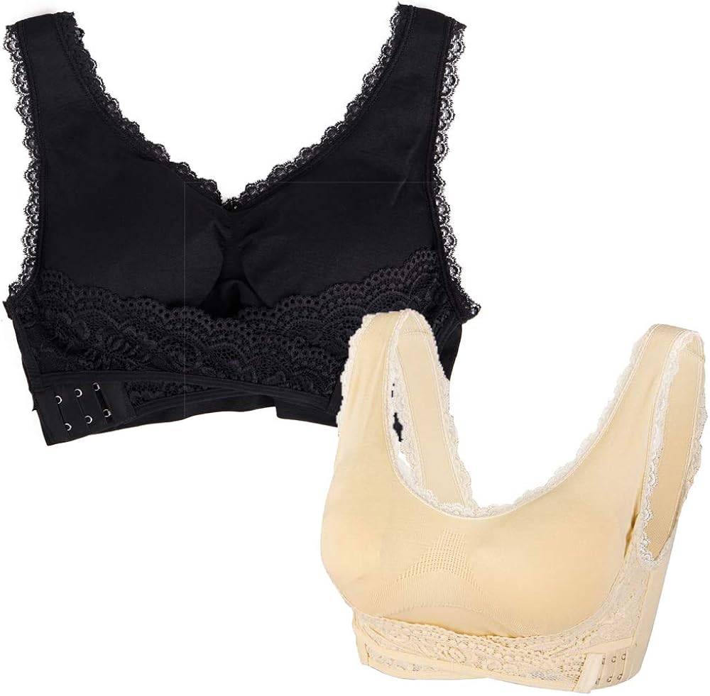 SLTY Women Floral Lace Bralette Padded Breathable Sexy Racerback 2 Pieces Lace Bra at Amazon 