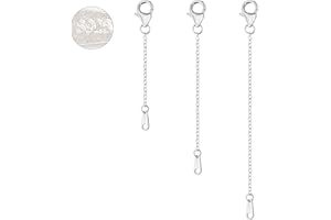 3 Pieces 925 Sterling Silver Necklace Extender Chain, 14K White Gold Plated Extension for Jewelry, Silver Extension Chains(2 