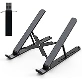 Tonmom Laptop Stand for Desk, Adjustable Laptop Riser ABS+Silicone Foldable Portable Laptop Holder, Ventilated Cooling Notebo