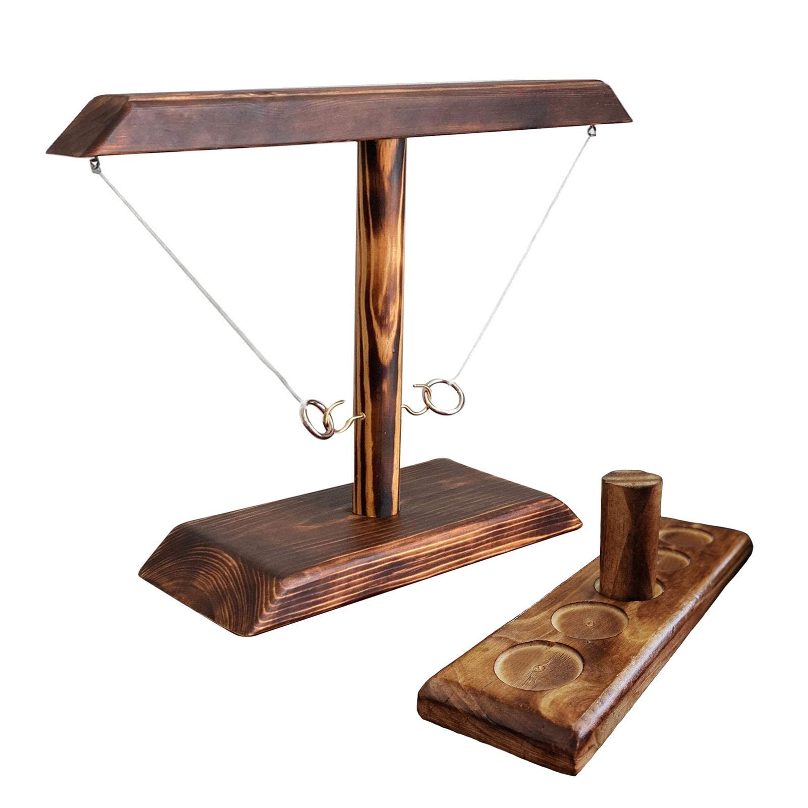 Ring Toss Game, Hook Party Battle Game for Adults and Kids with Shot Ladder Bundle, Table Top Wooden Ring Toss Fast-paced Interactive Games for Home