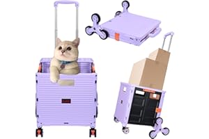 SELORSS Foldable Utility Cart Collapsible Crate Rolling Carts with Stair Climbing Wheels Rolling Tote Basket Teacher Cart with Lid Wear-Resistant 360°Rotate Wheel Noiseless for Shopping Grocery Office