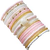 Fuqimanman2020 Handmade Bohemian Stackable Bracelets Boho Colorful Elastic Beaded Stretch Bangles Colorful Summer Beach Shell Starfish Wristbands Jewelry