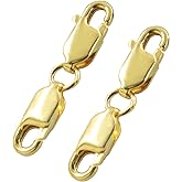 Moicstiy 2Pcs 925 Sterling Silver Double Lobster Clasp, Gold Jewelry Extender Clasps for Necklace, Bracelets (Gold)