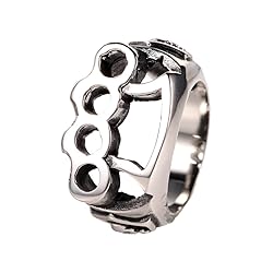 Silver Biker Ring 316L Stainless Steel Boxing
