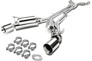Auto Dynasty 4.5 Inches Dual Rolled Muffler Tip Clamp-On Catback Exhaust System Compatible with 2009-2019 Nissan 370Z, Fit 3.7L V6 Engines ONLY, Stainless Steel