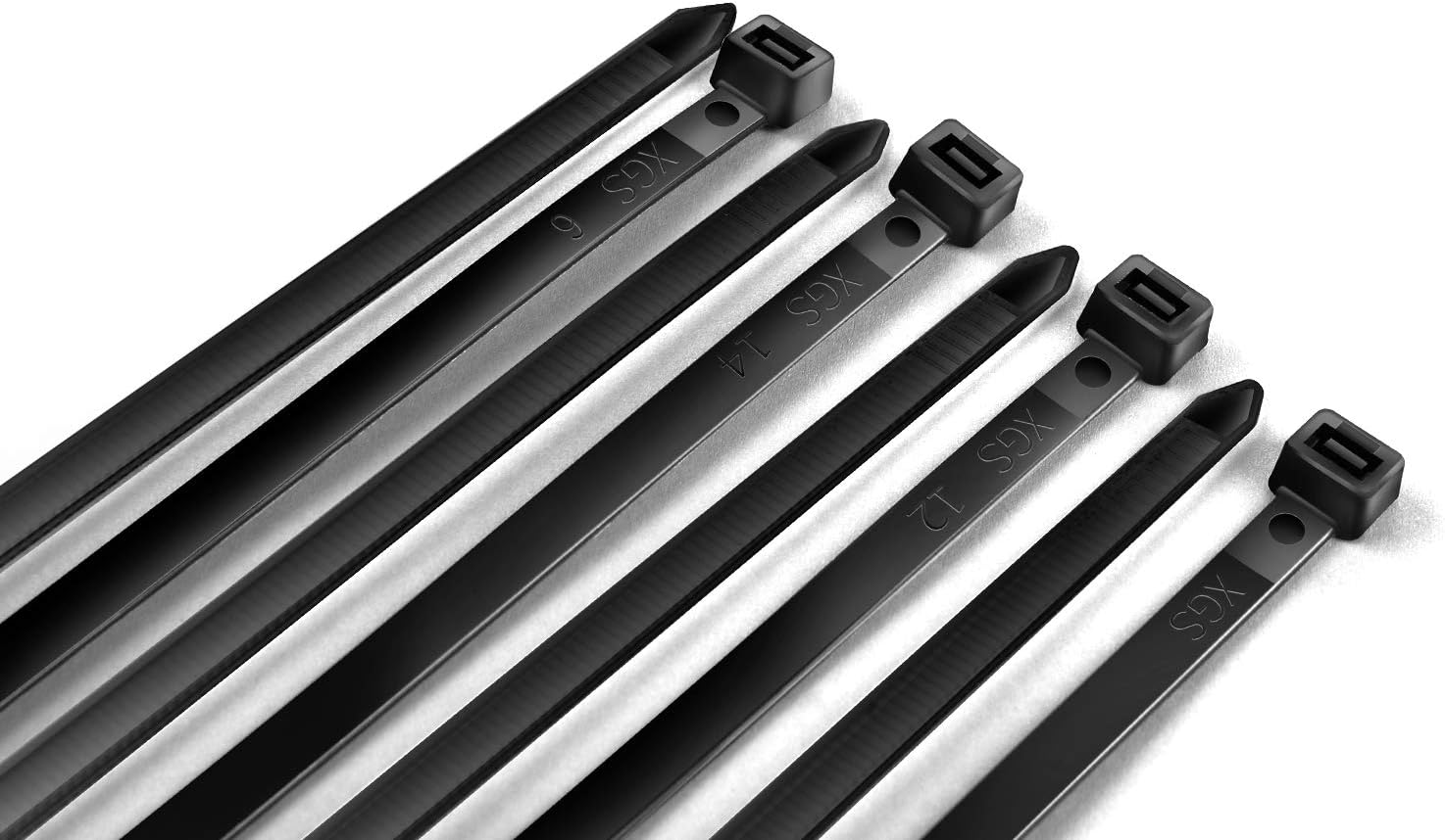 WISLIGHT Nylon Cable Ties 100 pcs 10 Inch Assorted Self-Locking Multi-Purpose Nylon Zip Cable Ties Cord Wire Cable Tie Management, Assortment Black (Combo Pack)