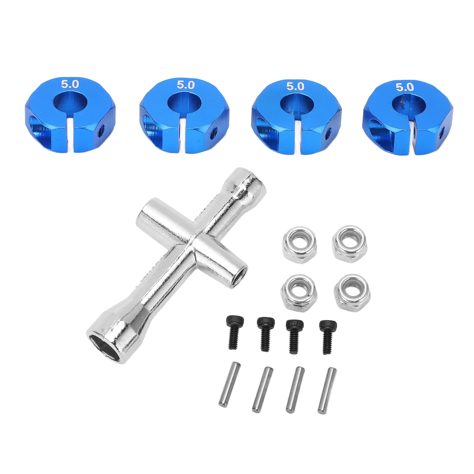 4Pcs 12mm Wheel Hex Drive Hub Adapter Combiner Coupler with Pins Screws for 1/10 RC Car(blue) Rc Car Model Accessory