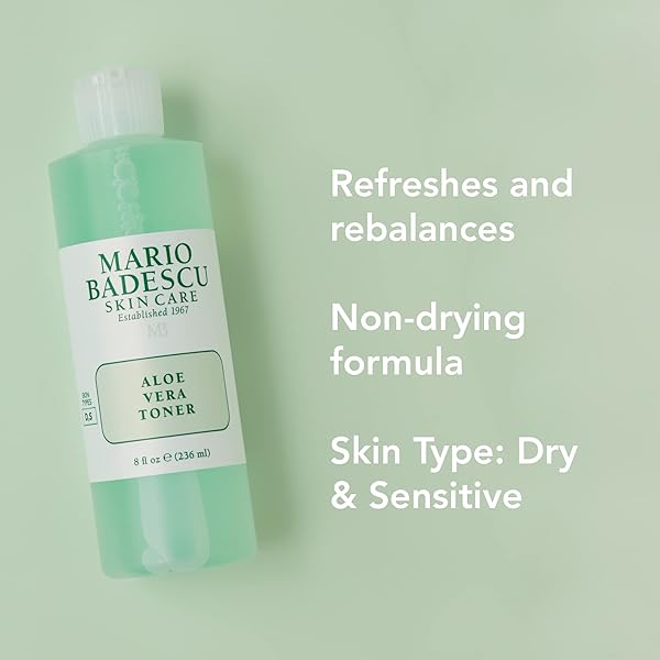 MARIO BADESCU ALOE VERA TONER FOR DRY AND SENSITIVE SKIN | SOOTHING FACIAL TONER THAT HYDRATES AND BALANCES| FORMULATED WITH ALOE VERA| 8 FL OZ (PACK OF 1)