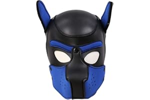 Moleney Adults Neoprene Puppy Hood Mask, Removable Cosplay Dog Full Face Pup Hood Mask
