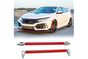 DEERMOTO 2PCS Front Bumper Lip Splitter Strut Rod 8''-11'' Adjustable Splitter Diffuser Strut Rods Tie Bars Compatible with Most Car Vehicles Dodge Challenger SRT,Camaro Toyota(Red)