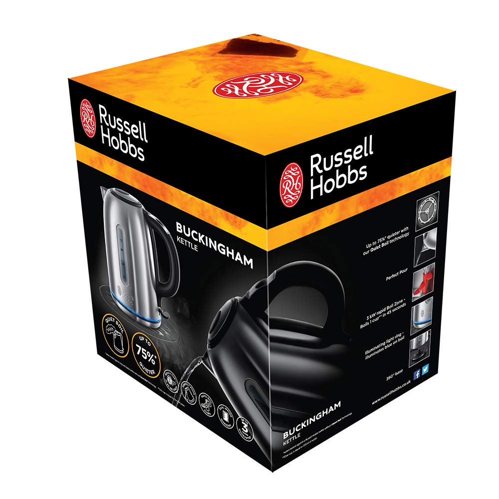 Russell Hobbs 20460 Quiet Boil Kettle, Brushed Stainless Steel, Silver