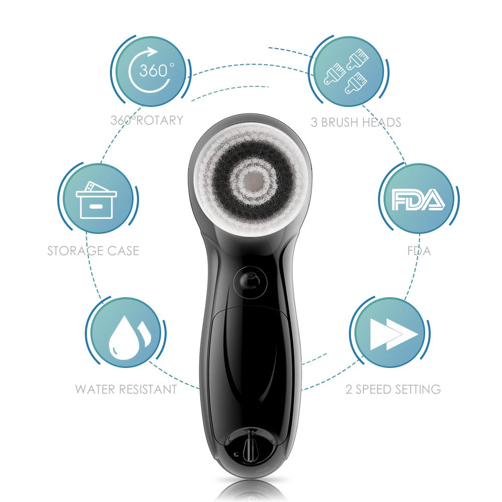 TOUCHBeauty Facial Cleansing Brush for Men Face Scrubber with Advanced PBT Bristles Spin Brush & Stand,Facial Cleansing System Designed for Men |Dual speed, Waterproof, Battery Powered TB-0759M: Beauty