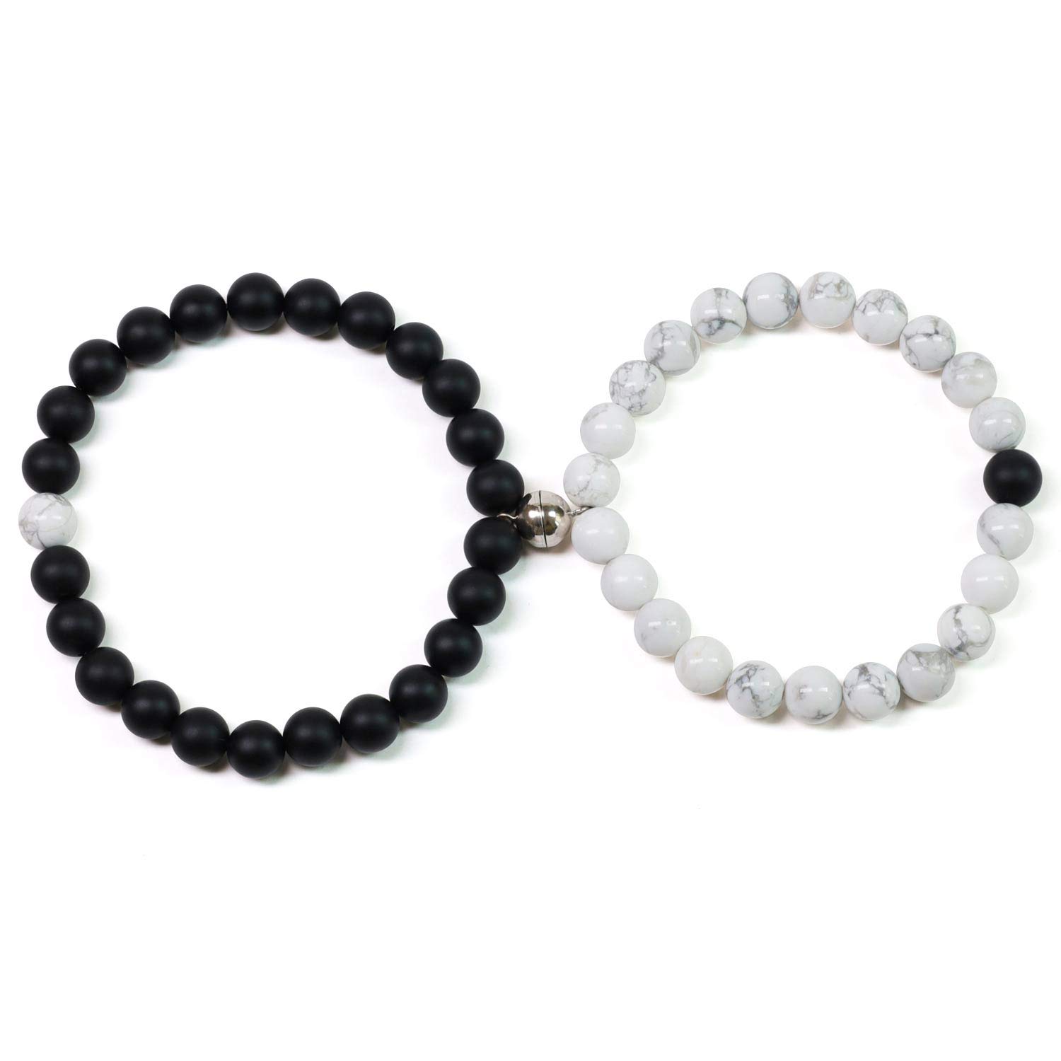 COAI Mutual Attraction Bracelets Distance Magnetic Matching Bracelets for Couples, Howlite Onyx Bracelets
